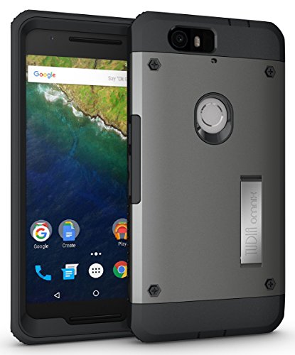 Nexus 6P Case - TUDIA Ultra Tough OMNIX [Heavy Duty] Hybrid Full-body Protective Case with Front Cover and Built-in Screen Protector / Impact Resistant Bumpers Cover for Google Nexus 6P (Metal Slate)