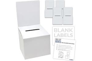 ALBEN White Glossy 6x6x6" Ballot Box (4 Pack) - Versatile Raffle Ticket Box, Suggestion & Donation Boxes, Removable Header, Raffle Boxes, Slot for Tickets & More, Ivory Cardboard Ballot Boxes