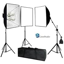 LimoStudio Photo Video Studio 2400 Watt Softbox Continuous Light Kit with Overhead Head Light Boom Kit, AGG891