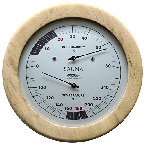 Fischer Sauna Thermometer (°Fahrenheit) & Hygrometer 6.1 Inch, 196TH-03F - Made in Germany