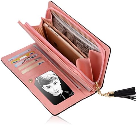 Women's Wallet Long Pu Leather Zipper Cute Bowknot Coin Card Holder With Pendant