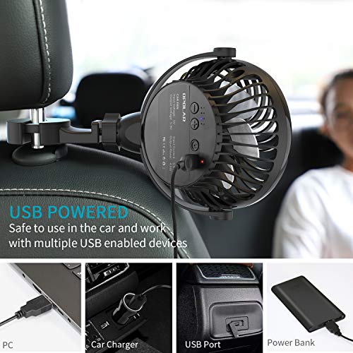 OPOLAR Mini Car USB Fan with MultiDirectional Hook, High Airflow, Four