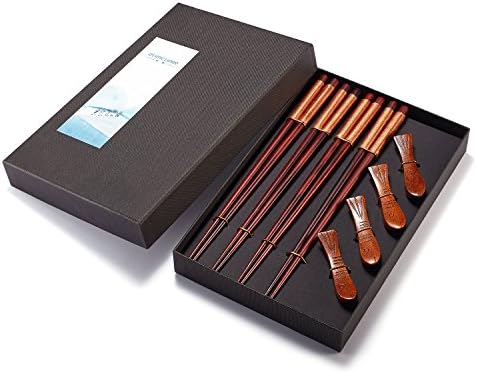 Chopsticks Natural Wooden Reusable Chopstick Chopstick Set with Case Value Gift (4 Pairs