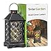 Solar Lantern Indoor or Outdoor 4Leaf Clover Bronze − Antique Metal Construction − Solar Powered Hanging Lantern or Tabletop with LED Flickering Candle 5.5 x 5.5 x 11 inches