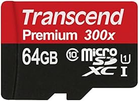 Transcend 64GB MicroSDXC Class10 UHS-1 Memory Card with Adapter 45 MB/s (TS64GUSDU1E)