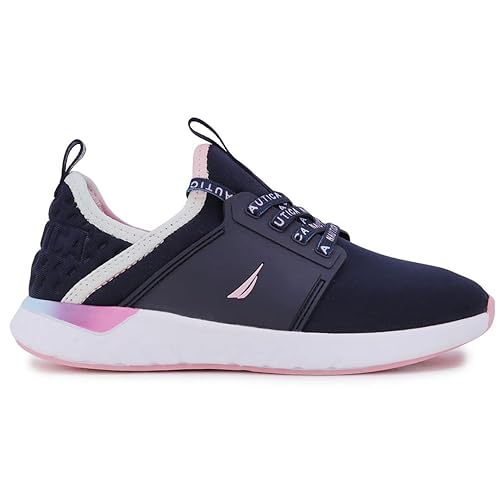 Nautica Missy Youth Girls Athletic Fashion Cross Trainer Lace Up Running  Sneakers-Malin-Navy Rainbow Size-2