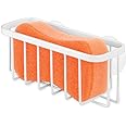 iDesign Rust-Resistant Stainless Steel Sponge Holder for Kitchen Sink with Suction Cups, The Gia Collection - Set of 1, Pearl White