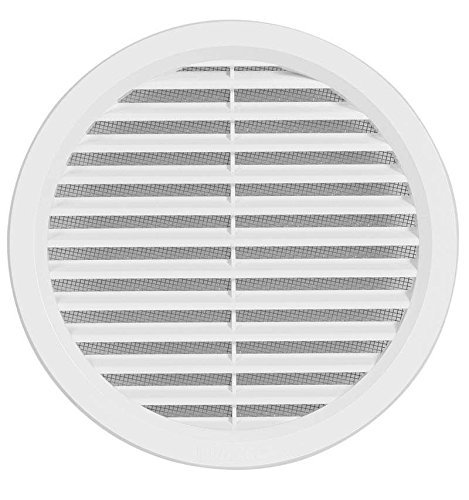 VM 150 Plastic air Vent Grille Cover Round with Connection for Flange/Pipe and Fly Screen, 179 mm
