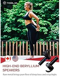 TREBLAB X2   Auriculares Bluetooth revolucionarios con altavoces Beryllium, calidad de sonido 3D verdadera, mejor auricular inalámbrico, cancelación de ruido, auriculares deportivos de diente azul con micrófono, Negro