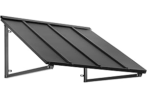 Awntech 4' Houstonian (56"-24"-36") Standing Seam Metal Fixed Awning, Black
