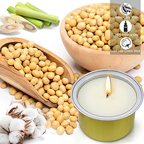 CREASHINE Candela Citronella,12 Packs Candela Citronella Esterno, Candela Citronella Grande,Set Regalo di Candela Profumate,Cera di Soia Naturale per Campeggio/Feste/Giardino/Eventi Interno/Esterno