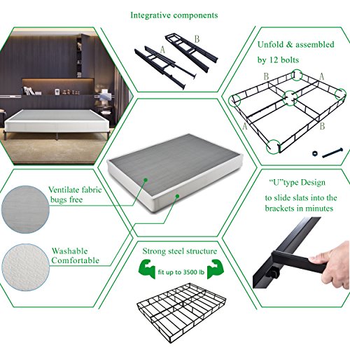 HOMUS 9 Inch High Profile Strong Steel Structure Box Spring/Easy assembly Smart Mattress Base/Foundation King