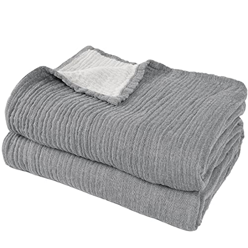PHF 100 Cotton Muslin Blanket King Size 108" x 90", Lightweight and