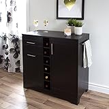 South Shore Vietti Bar Cabinet with Bottle and Glass Storage, Black Oak (Kitchen)