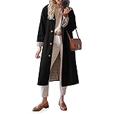 Tankaneo Womens Long Trench Coat Single Breasted Oversized Windproof Overcoat Fashion Outerwear