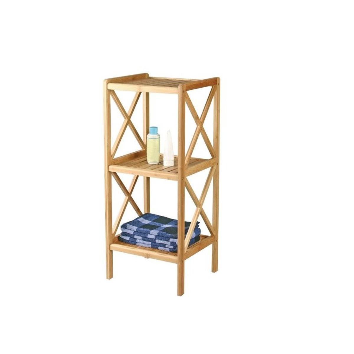 MSV 36.5 x 33 x 85 cm 3 Level Bamboo Shelf, Brown