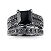 WensLTD 2-in-1 Womens Vintage White Diamond Silver Engagement Wedding Band Ring Set