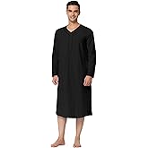 Lars Amadeus Men's Nightshirt Sleepwear Long Sleeves Comfy Henley Sleep Shirts Nightgown