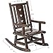Wood Outdoor Vintage Rocking Chair Rustic Porch Rocker Heavy Duty Big Log Accent Chair Wooden Patio XL Lawn Chairs Oversize Furniture for Adult