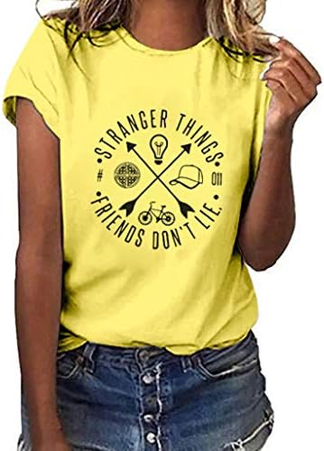 Mikilon Women Fashion Summer T-Shirts Casual Crewneck Girl Tops Tee - Stranger Things Friends Don't Lie