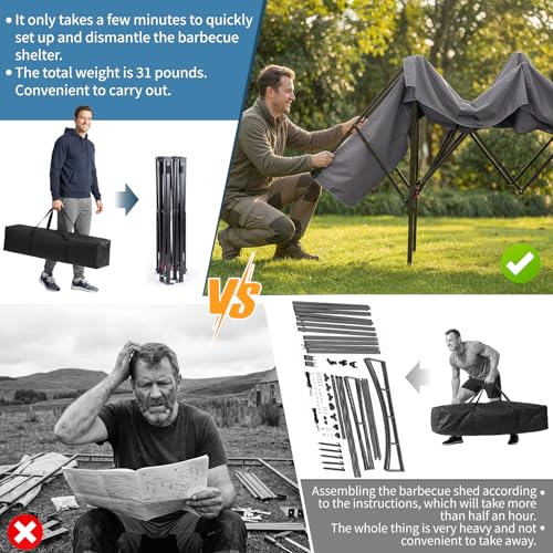 VINGLI 12x3.3ft Pop-Up Grill Gazebo Review: Portable BBQ Canopy with Shelves image 9