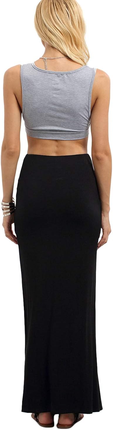 Verdusa Women's Solid Color High Waist Side Split Maxi Skirt at  Women’s Clothing store