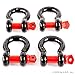 Red Hound Auto 4 Shackles 3/4 Inches Galvanized D Ring Marine Anchor Bow Black with Screw Pin 4.5 Ton