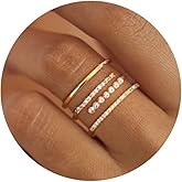 NECOCY Pearl Rings for Women, Dainty 14K Gold Plated Stackable Cubic Zirconia Pearl Rings Set Trendy Simple Vintage Minimalistic Thumb Finger Ring Set Jewelry Gifts Statement Wedding Valentine's Day
