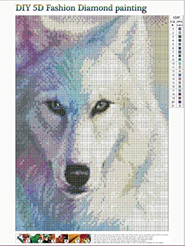 DIY 5D Diamond Painting Kits for Adults, White Wolf Full Drill Diamond Crystal Rhinestone Embroidery Arts Craft Canvas Wall Decor 12x16 inches