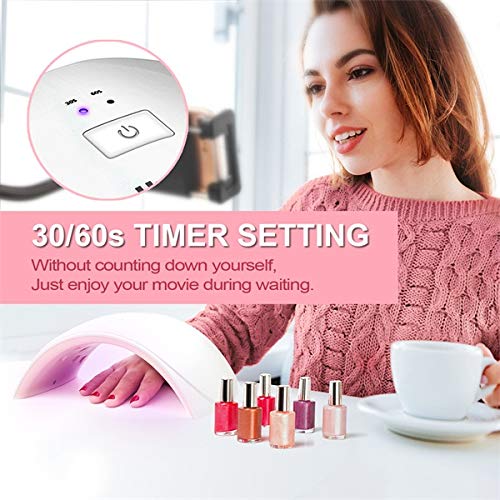 Nail Dryer UV Nail Lamp Fast Drying Gel Nail Polish light LED Nail Lamp Shellac UV Light Gel Nail Polish Dryer Curing Lamp Shellac Light Lamp 24W with 2 Timer Setting Auto Infrared Sensor
