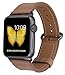 PEAK ZHANG Compatible with Apple Watch Band, 42mm 44mm M/L Men Women Top Grain Leather Strap for iWatch Series 5,4,3,2,1 (Caramel+Space Grey Clasp,42mm 44mm M/L)