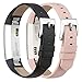 iGK Leather Replacemnt Bands Compatible for Fitbit Alta and Fitbit Alta HR, Genuine Leather Wristbands with Stainless Steel Buckle 2 Packs Black Pink