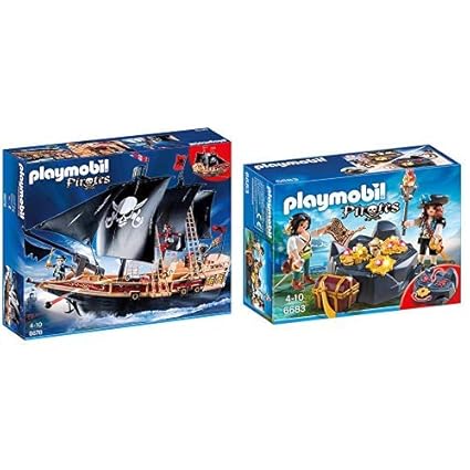 Playmobil 6678 - Piraten-Kampfschiff & 6683 - Piraten-Schatzversteck