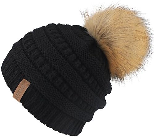 FURTALK Kids Girls Boys Winter Knit Beanie Hats Faux Fur Pom Pom Hat Bobble Ski Cap Toddler Baby Hats 1-5 Years Old