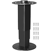 HWHongRV Heavy Duty RV Telescopic Table Pedestal with Gas Lift, Adjustable Pneumatic Tatami RV Yacht Aluminum Alloy Table Legs, Black (Top), Silver (Legs and Frame), 7 x 7 x 28.19 inches