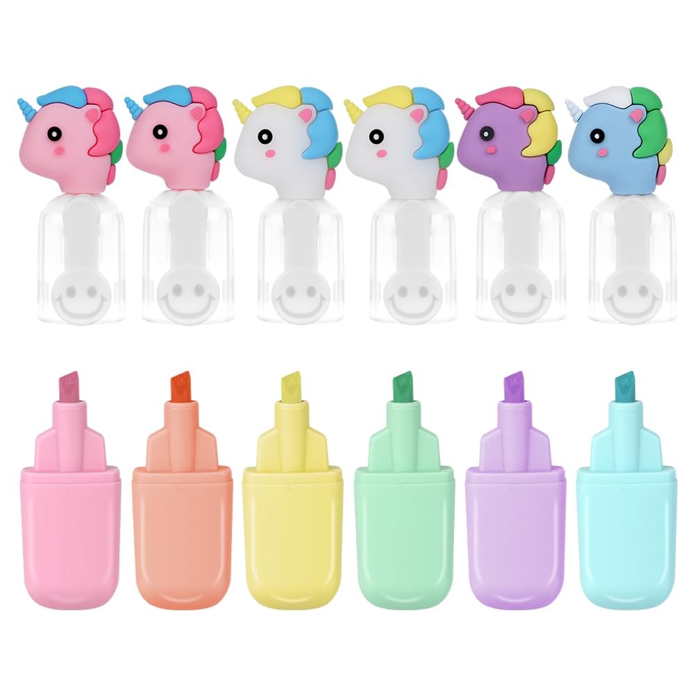AYESY Highlighter, Pack of 6, Highlighter Assorted Colors, No Bleed, Aesthetic Cute Marker Pens for Journal Planner Notes School Office Supplies
