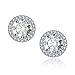 Studs Earrings,18k White Gold Plated Cubic Zirconia Cushion Shape Halo Stud Earrings CZ Earrings for Women for Teen Girls