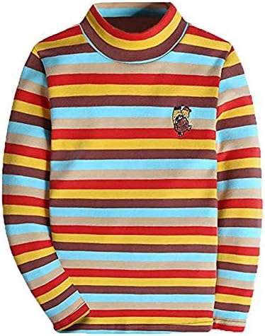 Boys Tops Long Sleeve Shirt Kids Turtleneck Tee Striped Cotton Sweatshirt Boys Girls Blouses Kids Clothes for Autumn and Winter