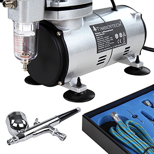 Timbertech Airbrush Kit with Compressor, Double Action Airbrush Gun and