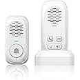 PANDAAR Doorbell, Wireless Doorbell Intercom System 984ft, 4 Volume Levels,Rechargeable Battery,Waterproof,Two-Way Communication System for Home Classroom (White)