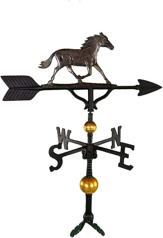 Weathervanes - Montague Metal Products 32-Inch Deluxe Weathervane with Swedish Iron Horse Ornament,White