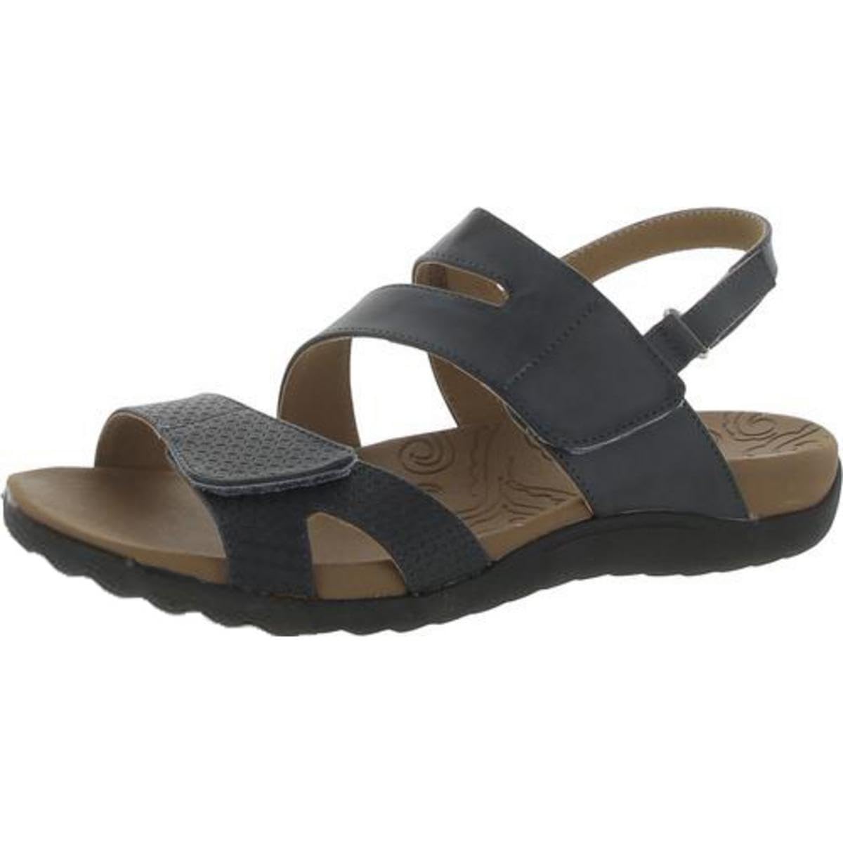 Rockport Women’s Adjustable Strap Flat Sandal, Blue, 6.5