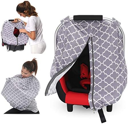 DREAMSOULE Multi-use Nursing Cover,Stretchy Infinity Scarf and Shawl,Car Baby Seat Canopy,Stroller and Car Seat Cover for Infant Boys Girls Breathable,Windproof,Insect free, Universal Fit