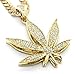 L & L Nation Mens Gold Tone Marijuana Hip Hop Pendant 30