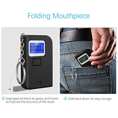 image for Homasy Breathalyzer, Portable Keyring Breath Alcohol Tester, Mini KeyC