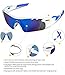 HODGSON Sports Polarized Sunglasses for Men or Women, UV400 Protection Sports Glasses with 5 Interchangeable Lenses for Baseball Running, Driving, Cycling, Golf and Other Outdoor Activities-White/Blue