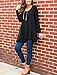 Floral Find Women Long Sleeve A-line Tunic Top Scoop Neck Loose Fit Blouse Shirt Flowy Layered Hem (Black, Large)