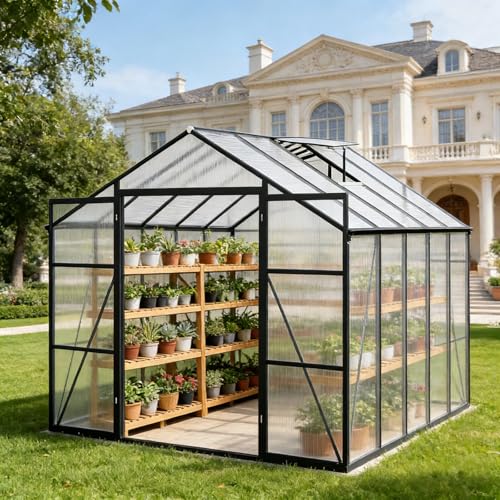 Trygoal 8x10 FT Greenhouse, Walk-in Outdoor Heavy Duty Polycarbonate Greenhouse…