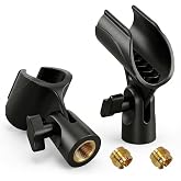 Mictop Upgraded Adjustable Microphone Clip, Universal Mic Clip Holder for Mic Stand, Compatible with Dynamic Microphone, Come with 5/8" to 3/8" Screw Adapter