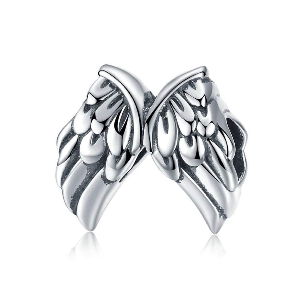 Bijoux Blu Angel Wings Authentic 925 Sterling Silver Vintage Angel Wings Feathers Beads Charms fit Women Bracelets Bangles Jewelry